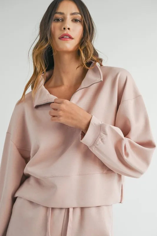MABLE Half Zip Sweatshirt and Shorts Set - LoveNest Treasures