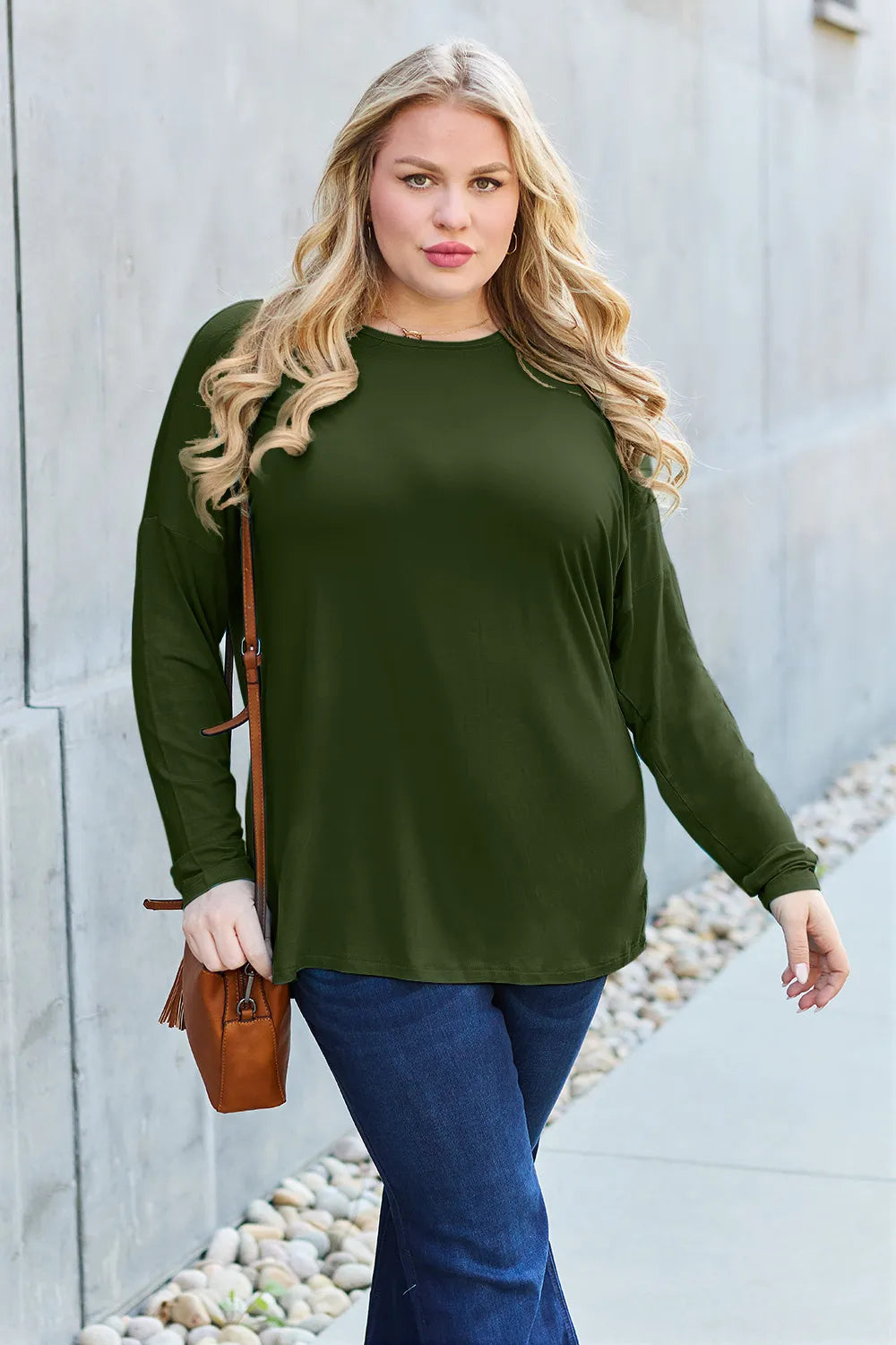 Basic Bae Full Size Round Neck Dropped Shoulder T-Shirt - LoveNest Treasures