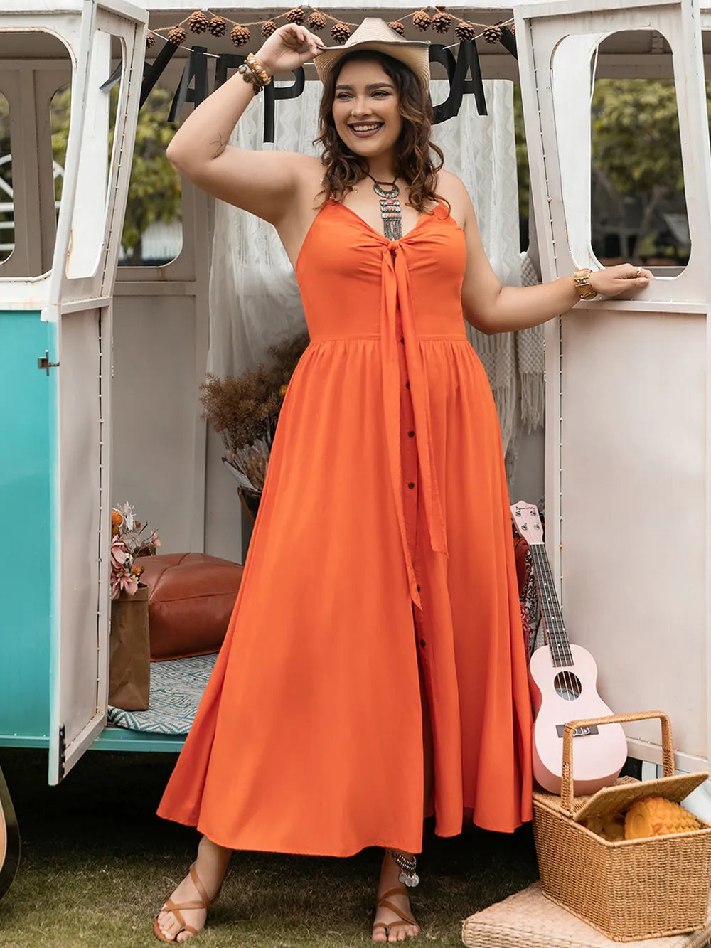 Plus Size Halter Neck Midi Dress - LoveNest Treasures
